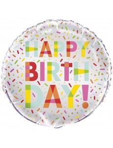 Balão Confetis "Happy Birthday"